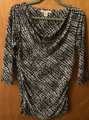 Camiseta Kenneth Cole lateral acanalada negra/blanca manga 3/4 pequeña cortina mediana envío gratuito Foto 1 de 3