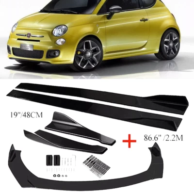 For Fiat 500 Front Bumper Lip /Spoiler Splitter 86.6" Side Skirt Foto 1 de 4