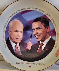 Presidential DEBATES 2008 Porcelain Plate Barack Obama & John McCain Mint Condit - Picture 1 of 4