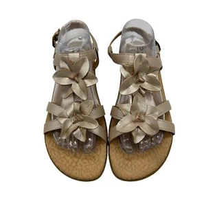 Sandalias cómodas b.ø.c Zapatos para mujer talla 10 cuero floral champán brillante - Imagen 1 de 11
