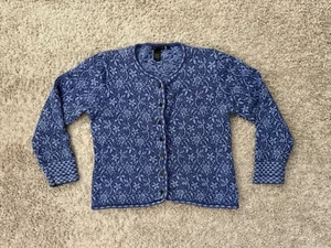 Blue Nomadic Traders Cardigan Button Sweater- Fair Isle Print - Size Women’s L - Picture 1 of 11