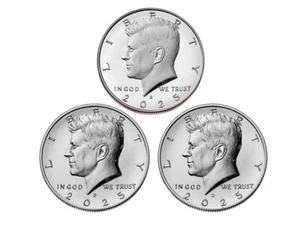 2025 P D & S *PROOF* Kennedy JFK 50c mezzo dollaro-gemma scelta set 3 monete aggiornamento - Foto 1 di 2