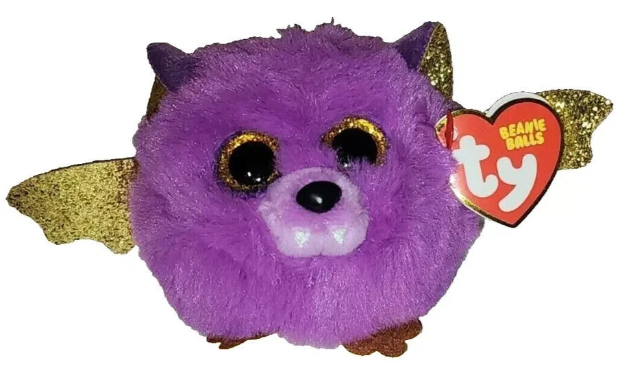 TY Puffies (Beanie Balls) Purple Plush - HASTIE the Bat - NWT - Image 1 of 1