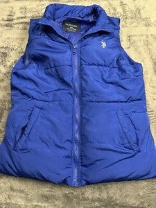 US Polo ASSN Puffer Vest Men’s Medium Full Zip Blue Camping Hiking - Picture 1 of 6