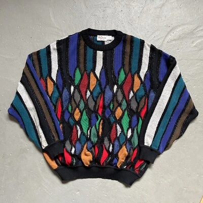 Vintage St. Croix 3D Wool Blend Knit Coogi Style Hip Hop Biggie Sweater Medium - Image 1 of 4