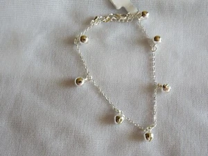 Cavigliera con ciondolo a sfera in argento sterling 925 - Nuova - Foto 1 di 1