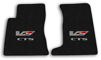Cadillac CTS-V 2004-2007 - Alfombra clásica de ébano 2 piezas alfombrillas delanteras con logotipo Foto 1 de 4