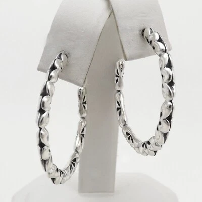 Pendientes de aro grandes de plata esterlina Ann King tapiz flor recorte filigrana C Foto 1 de 4