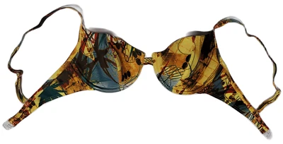 EVA Bademode Damen Bikini Bügel Oberteil padded gelb-braun-grün Cup (A-B) Gr. 38 - Bild 1 von 4