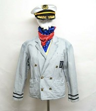 vtg 80s Esprit Double breasted Navy Nautical Yacht Rock Captain blazer jacket M