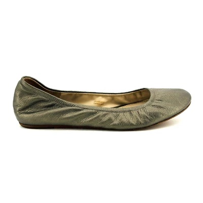 Mujer 9.5 Vera Wang Gris Metálico Cuero Lavanda Etiqueta Punta Redonda Ballet Pisos Foto 1 de 4