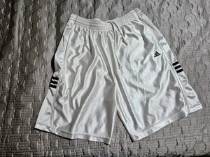 Adidas Basketball Shorts Mens Large White Vintage Shiny Silky Dazzle Satin - Picture 1 of 4