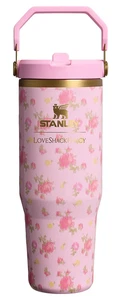 Stanley 1913 x LoveShackFancy IceFlow bicchiere di paglia ribaltabile 30 once spedizione veloce gratuita - Foto 1 di 6