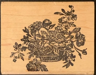 Sello Francisco romántico rosa flor cesta sello de goma Foto 1 de 4