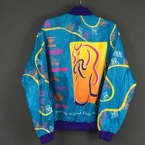 Vintage Cascade Bicycle Club Seattle Jacket Mens Large Blue Windbreaker 1992 90s - Picture 1 of 9