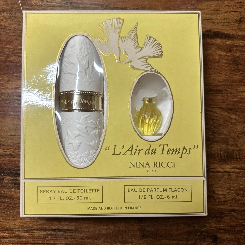 Juego de eau de parfum vintage nina ricci lalique l'air du temps eau de parfum 6 ml toilette 50 ml Foto 1 de 4