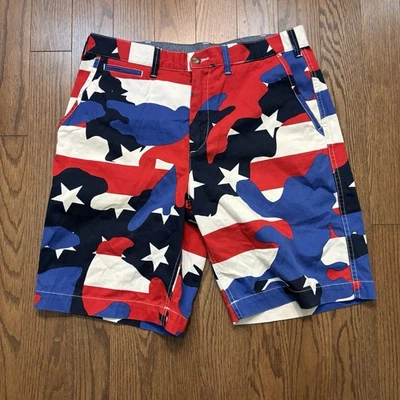 Vintage Polo Ralph Lauren Camo Shorts Men’s 32 Red White Blue USA Chino Relaxed - Image 1 of 4