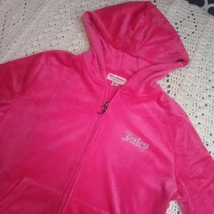 Juicy Couture Velour Jacket Womens M Pink Full Zip Y2K Mean Girls Rhinestone - Picture 1 of 9