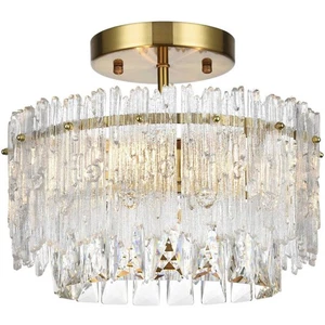 Elegant Lighting 1780F12SG Emilia Flush Mount Satin Gold - Picture 1 of 9