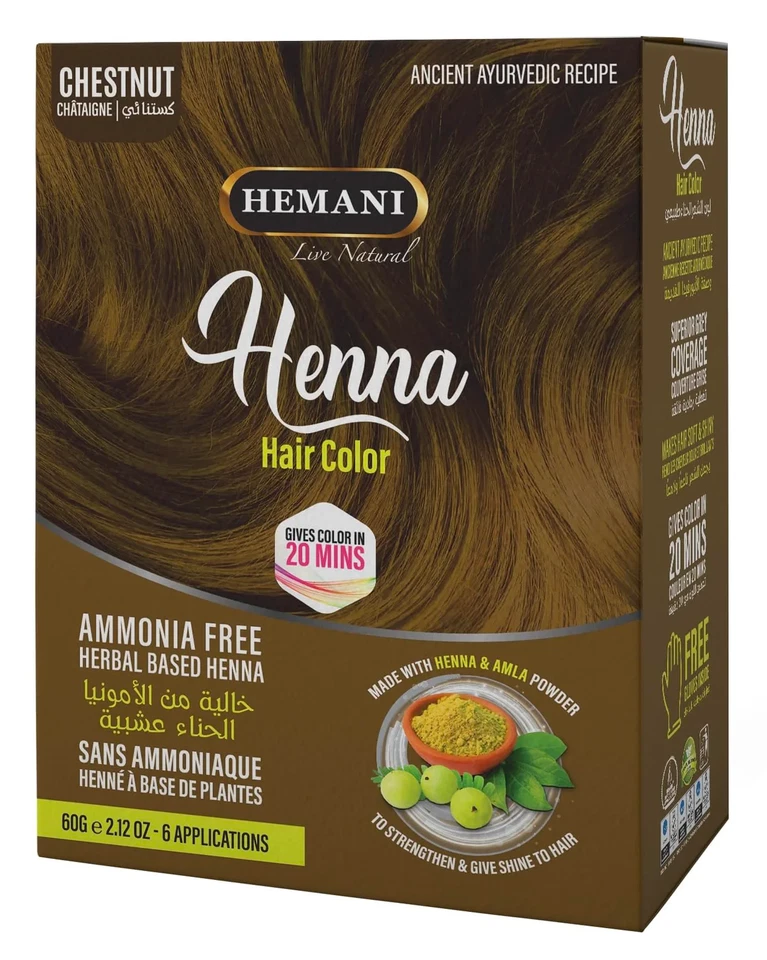 Color de pelo Hemani Henna castaño 60 g - Colorante herbal sin amoníaco Foto 1 de 4