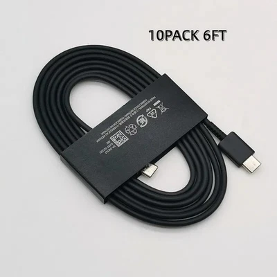 10 PACK OEM 6FT USB C to USB C Fast Charger Cable for Samsung Galaxy S23 S24 S25 - Image 1 of 4