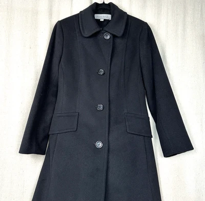 Anne Klein | Abrigo para mujer de lana y cachemir negro talla 2 pequeño Foto 1 de 4