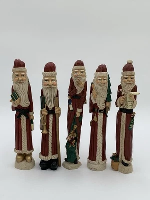 Set Of Five Pencil Santa Claus’s 8”. - Image 1 of 4