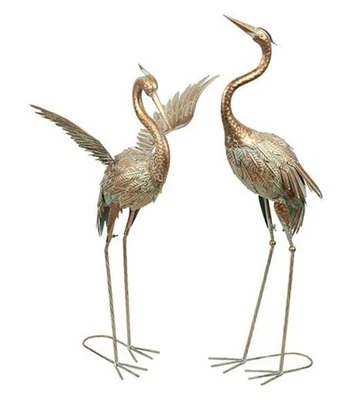  Decoración Jardín, Juego de 2 Grúas Decoración Jardín, 33-39", Elegantes Grúas Grandes Dorado Foto 1 de 4