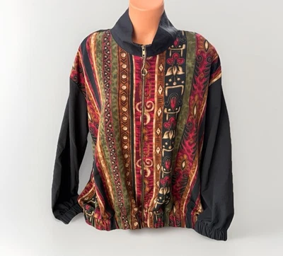 Chaqueta de Colección Silver Threads Para Mujer Años 80 Cremallera Completa Talla 3X Pequeña Geométrica Foto 1 de 4