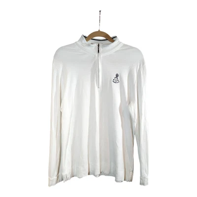 Pullover de golf Peter Millar blanco Pima algodón Shinnecock 1/4 cremallera para mujer XL Foto 1 de 4