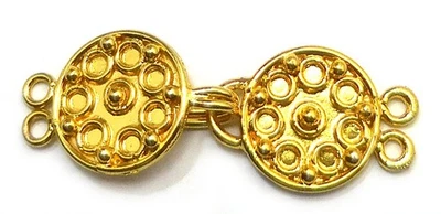 1 Set 52X19mm Bali Toggle Clasp 2 Strand 18k Gold Plated Jewelry Making - Image 1 of 3