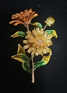 Gold-Toned Autumn  Floral Brooch Pin - Picture 1 of 1