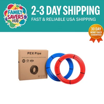 1/2 Inch PEX-B Tubing 200 ft - Blue & Red for Plumbing & Heating Applications - Image 1 of 4