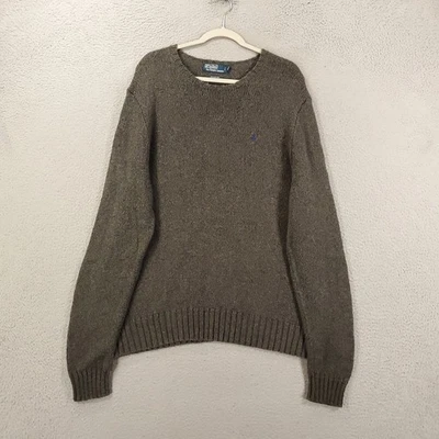 Polo Ralph Sweater Mens XL Gray Green Linen Blend Long Sleeve Pullover Knit - Image 1 of 4