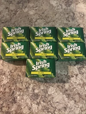 Discontinued Irish Spring Original Deodorant ALOE Bar Soap 3.75 OZ LOT OF 7 Bars - Image 1 of 4