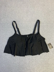 Torrid Swimwear Swim Top Womens 2 Black Wireless Padded Bikini Top Flounce Beach - Picture 1 of 8