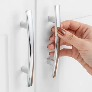 10 Pack 3 Inch Chrome Cabinet Pulls, Curved Handles for Kitchen & Bathroom - Picture 1 of 6
