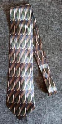 Галстук 70-х 80-х 90-х годов Y2K новый винтажный запас мужской Albert Nipon зеленый коричневый 60 дюймов - Изображение 1 из 4
