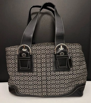 Coach Soho Signature Shoulder Bag F10928 Canvas Satchel Handbag Leather Purse - Image 1 of 4