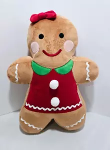 New 13 Inch Plush Christmas Gingerbread Girl Red Dress Red Hairbow - Picture 1 of 3