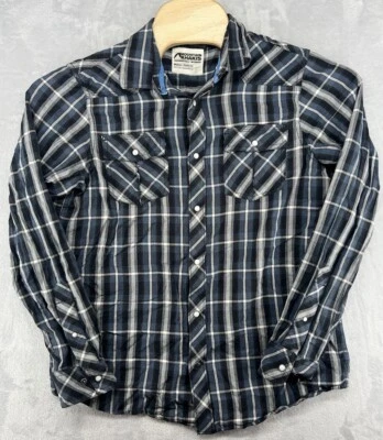 Camisa Mountain Khakis Azul Cuadros Perla Botón a Presión Manga Larga Clásica Para Hombre’s M Foto 1 de 4