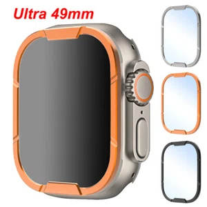 Metal Frame+Glass for Apple Watch Ultra2/1 49mm Full Cover Screen Protector Film - Picture 1 of 13
