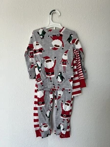 2 Pair Boys Christmas Pajamas Carters Size 18M NEW Striped & Santa - Picture 1 of 3