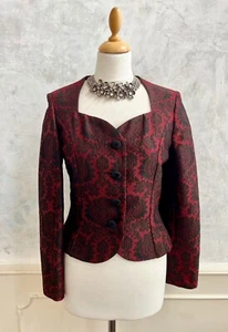COUNTRY CASUALS Red Black Brocade Victorian Steampunk Tailored Blazer Jacket 8 - Picture 1 of 7