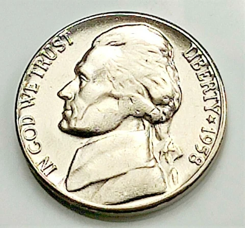 1958 D Jefferson Nickel - Pulled from OBW Roll Cover