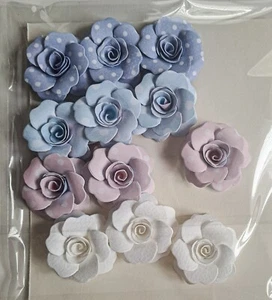 12pcs Pastel Handmade Paper Flowers for Decor Scrapbooking Paper Craft - Picture 1 of 1