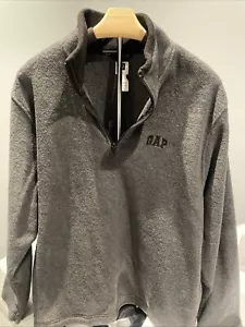 Men’s Fleece Long Sleeve Shirt GAP large L Dark Grey Black 1/4 Zip Pullover - Picture 1 of 5