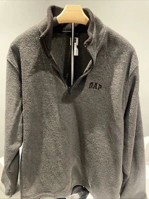 Men’s Fleece Long Sleeve Shirt GAP large L Dark Grey Black 1/4 Zip Pullover  - Image 1 of 4