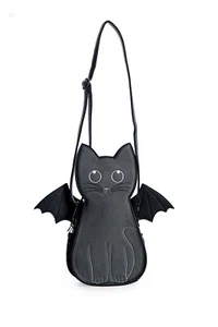 BANNED Apparel Black Gothic Punk Emo Kitty Cat Bat Wings Wendigo Backpack Bag - Picture 1 of 6