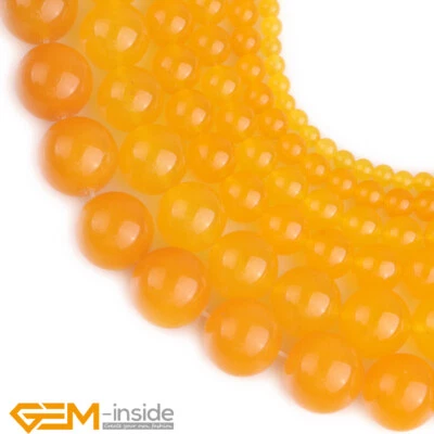 Yellow Jade Gemstone Round Beads For Jewelry Making 4mm 6mm 8mm 10mm Strand 15" - Image 1 of 4